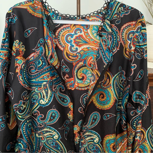 J. Crew Paisley Print Long-Sleeve Silk Blouse, Size Large/XL - Picture 9 of 13